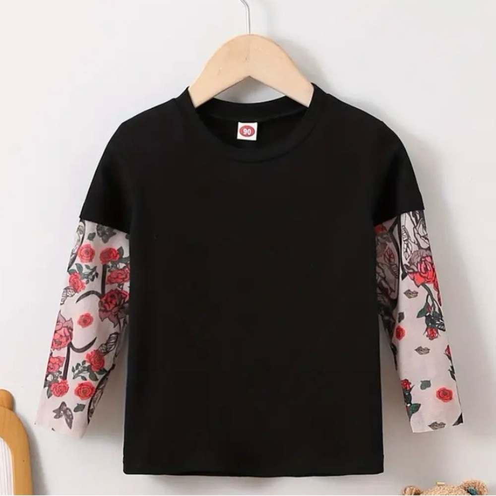 212. 🎉Toddler Tattoo Sleeve Casual Sheer Long sleeve Shirt